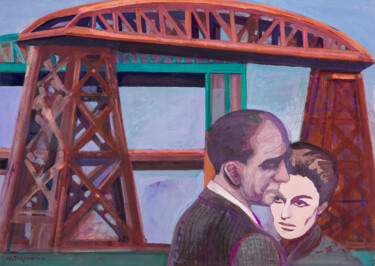 Painting titled "Série Couples Mythi…" by Norma Trosman, Original Artwork, Tempera Mounted on Cardboard