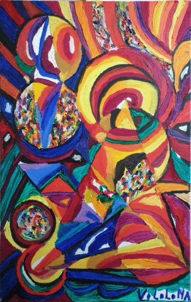 Painting titled "Myriade de couleurs" by Nororaja Peinturalhuile, Original Artwork, Oil Mounted on Wood Stretcher frame