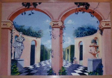 Pittura intitolato "Fresque dans une br…" da Norredine Chebahi, Opera d'arte originale