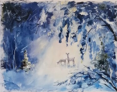 Pintura titulada "Roe deer" por Galina Kolomenskaya, Obra de arte original, Oleo