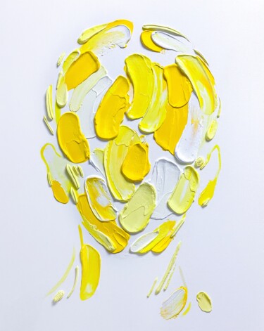 Painting titled "Nameless 7421(Lemon)" by Norris Yim, Original Artwork, Acrylic Mounted on Wood Stretcher frame