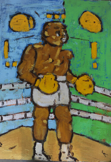 Painting titled "Legende de boxe" by Nos.Ph, Original Artwork, Acrylic Mounted on artwork_cat.