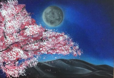 Malerei mit dem Titel "Le cerisier, le dés…" von Noura D.K, Original-Kunstwerk, Acryl
