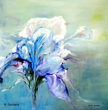 Painting titled "Promesse de fleur..…" by Nicole Spiraers, Original Artwork, Acrylic Mounted on Wood Stretcher frame