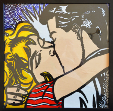 Painting titled "The Kiss- Tributo a…" by Antonella Castrovillari, Original Artwork, Acrylic Mounted on Wood Stretcher frame