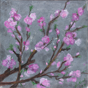 Painting titled "Peach blossom" by Nunuel, Original Artwork, Acrylic