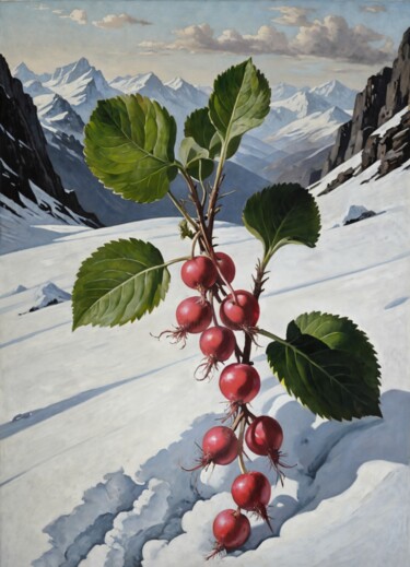 Painting titled "Winter Radishes" by Nursultan Abildayev, Original Artwork, Acrylic Mounted on Wood Stretcher frame