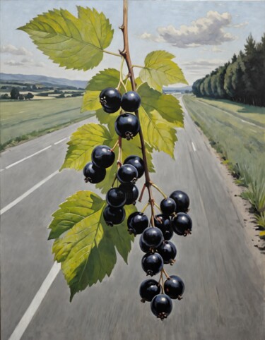 Painting titled "Berry Cluster" by Nursultan Abildayev, Original Artwork, Oil Mounted on Wood Stretcher frame