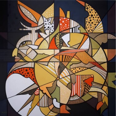 Painting titled "Beetle" by Mehrnoush Esmaeili, Original Artwork, Gouache Mounted on Plexiglass