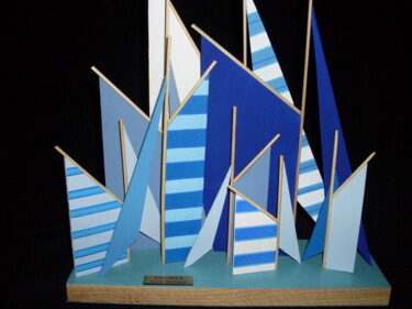 Sculpture intitulée "2-voiles-oceane-ser…" par Nyls  Eliot, Œuvre d'art originale, Bois