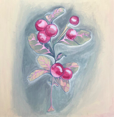 Painting titled "Cranberry" by Nys, Original Artwork, Acrylic Mounted on Wood Stretcher frame