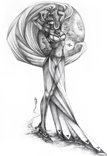 「Venere」というタイトルの描画 O-Hido Sonia Artによって, オリジナルのアートワーク, グラファイト