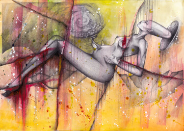 Zeichnungen mit dem Titel "Infernal birth" von O-Hido Sonia Art, Original-Kunstwerk, Bleistift