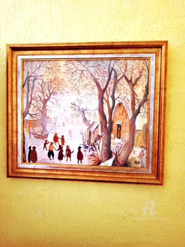 Schilderij getiteld "HOMMAGE À HENDRICK…" door Grafi, Origineel Kunstwerk, Olie Gemonteerd op Frame voor houten brancard