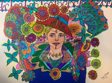 Drawing titled "Royal Summer" by Oana Arabagiu, Original Artwork, Acrylic