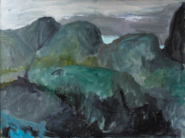 Peinture intitulée "Over the hills" par Oana-Maria Paul, Œuvre d'art originale, Huile Monté sur Châssis en bois