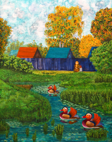 Pintura intitulada "The Last Autumn" por Olga Dokuchaeva, Obras de arte originais, Aquarela Montado em Cartão