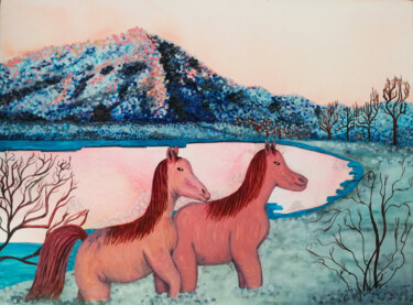 Peinture intitulée "Pink premonition" par Olga Dokuchaeva, Œuvre d'art originale, Aquarelle