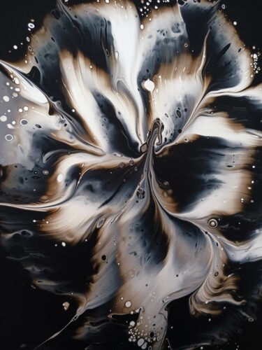 绘画 标题为“Fleurs (fond noir)” 由Oc, 原创艺术品, 丙烯