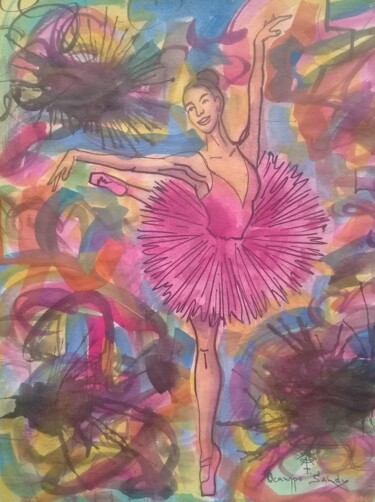 Pintura intitulada "bailarina 12" por Fernando Lucio Ocampo-Sandy, Obras de arte originais, Aquarela