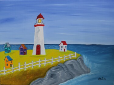 Painting titled "Phare Cap des Rosie…" by Ode, Original Artwork, Oil