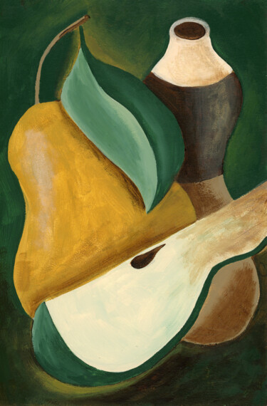 Peinture intitulée "Pears And A Vase" par Anton Maliar, Œuvre d'art originale, Acrylique