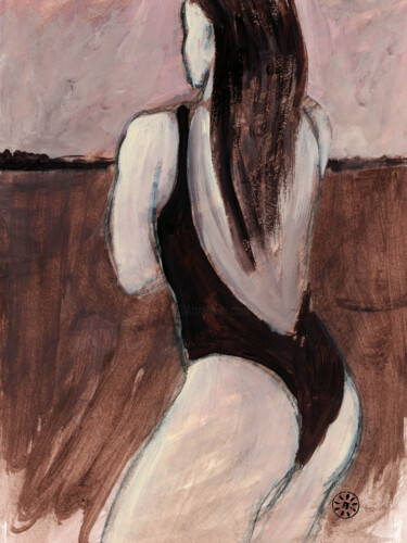 Pintura intitulada "Woman In A Swimsuit" por Anton Maliar, Obras de arte originais, Acrílico