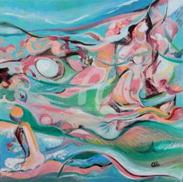 제목이 "La vague à l’âme"인 미술작품 Odélo로, 원작, 기름 나무 들것 프레임에 장착됨
