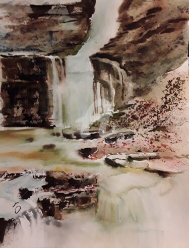 Peinture intitulée "2018-cascade.jpg" par Aquarelles D'Ô, Œuvre d'art originale, Aquarelle