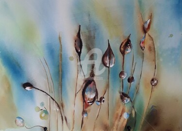 Painting titled "Rosée" by Aquarelles D'Ô, Original Artwork, Watercolor