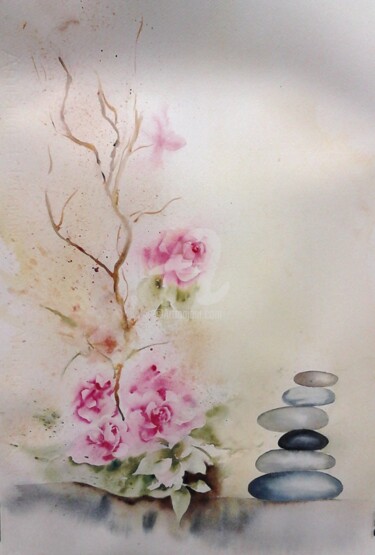 Peinture intitulée "2016-ikebana.jpg" par Aquarelles D'Ô, Œuvre d'art originale, Aquarelle