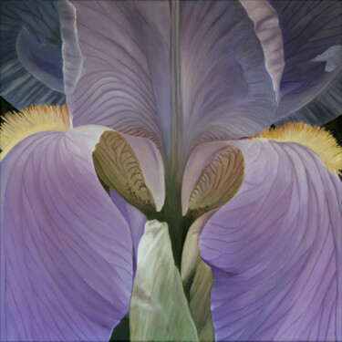 Painting titled "Iris 05" by Odile Faure, Original Artwork, Oil Mounted on Wood Stretcher frame