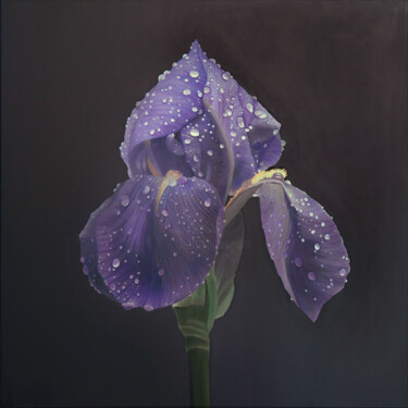 Painting titled "Iris 06" by Odile Faure, Original Artwork, Oil Mounted on Wood Stretcher frame