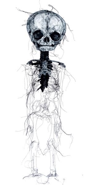 Картина под названием "Squelette" - Odile Guichard, Подлинное произведение искусства, Акрил Установлен на Деревянная рама дл…