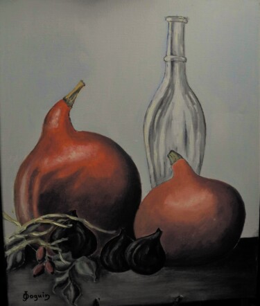 Картина под названием "oignons" - Odile Joguin, Подлинное произведение искусства, Масло Установлен на картон
