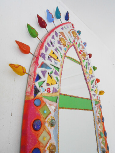 Design intitulée "miroir "l'été indie…" par Odile Maffone, Œuvre d'art originale