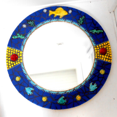 Design intitolato "miroir mosaïque ron…" da Odile Maffone, Opera d'arte originale