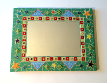 Diseño titulada "miroir mosaïque "va…" por Odile Maffone, Obra de arte original, Mosaico Montado en Panel de madera