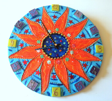 Diseño titulada "Horloge "soleil sur…" por Odile Maffone, Obra de arte original, Acrílico