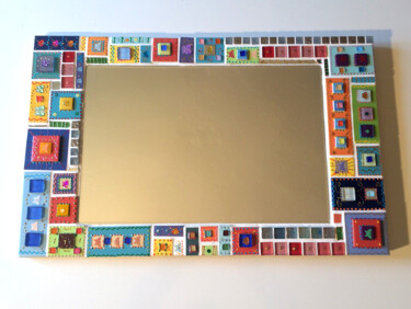 Design mit dem Titel "miroir mosaïque "Pa…" von Odile Maffone, Original-Kunstwerk, Mosaik Auf Holzplatte montiert