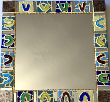 Design mit dem Titel "miroir mural carré…" von Odile Maffone, Original-Kunstwerk, Glas