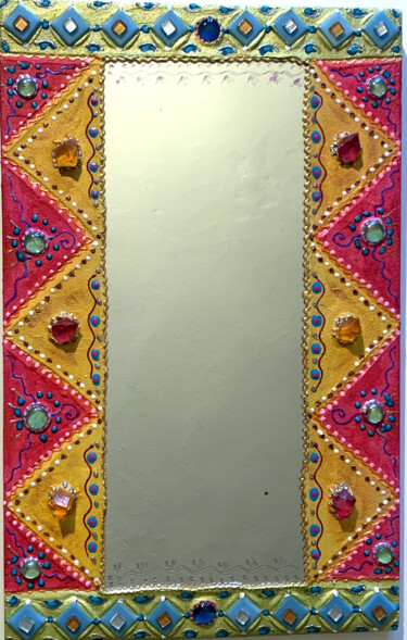 「miroir mural rectan…」というタイトルのデザイン Odile Maffoneによって, オリジナルのアートワーク, アクリル ウッドパネルにマウント
