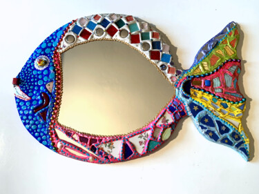 Design getiteld "poisson miroir mura…" door Odile Maffone, Origineel Kunstwerk, Acryl Gemonteerd op Houten paneel