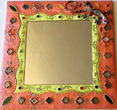 Design titled "miroir mural carré…" by Odile Maffone, Original Artwork, Mosaic Mounted on Wood Panel