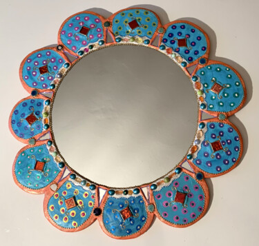 Design intitulada "miroir décoration m…" por Odile Maffone, Obras de arte originais, Acessórios Montado em Painel de madeira