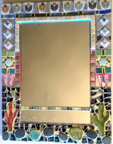 设计 标题为“miroir rectangulair…” 由Odile Maffone, 原创艺术品, 陶瓷 安装在木板上