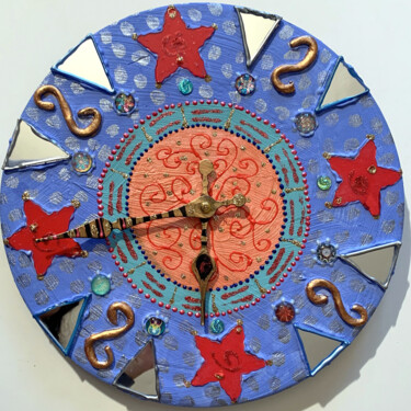 Diseño titulada "horloge ronde décor…" por Odile Maffone, Obra de arte original, Accesorios