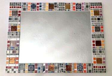 Diseño titulada "miroir rectangulair…" por Odile Maffone, Obra de arte original, Mosaico Montado en Panel de madera