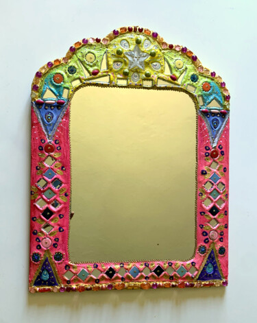 Peinture intitulée "miroir style style…" par Odile Maffone, Œuvre d'art originale, Accessoires Monté sur Panneau de bois