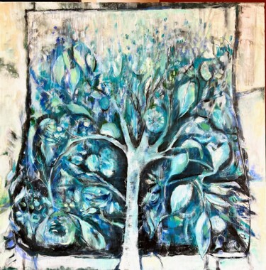 Painting titled "l'arbre monde" by Odile Sauve, Original Artwork, Oil